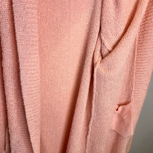 🌸”Karen Scott Vintage Baby Pink Nubby Knot Open Front Cardigan w/ Pockets Size L - Picture 6 of 17